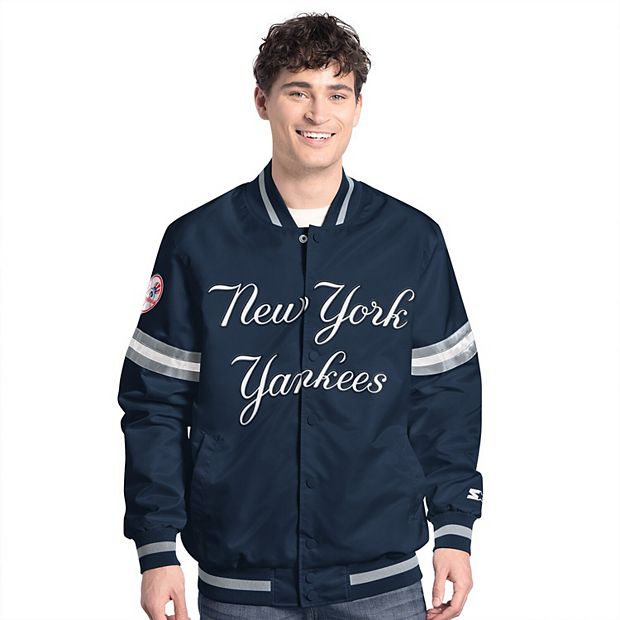 Men's Starter Navy New York Yankees Scout Full-Snap Varsity Jacket