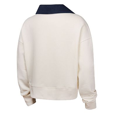 Girls Youth White Los Angeles Dodgers Ballpark Hit Collared V-Neck Pullover Sweatshirt