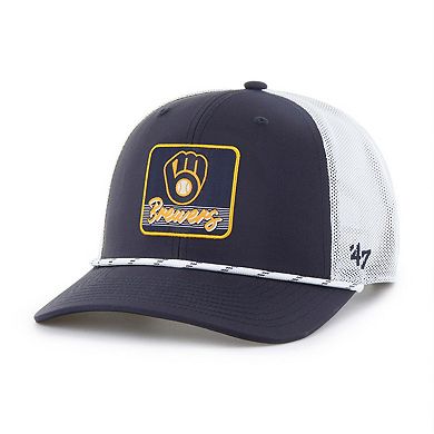 Men's '47 Navy/White Milwaukee Brewers Scratch Adjustable Trucker Hat