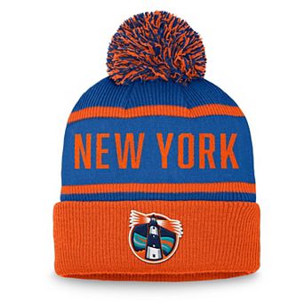 Men's Fanatics Royal/Orange New York Islanders Heritage Cuffed Knit Hat with Pom