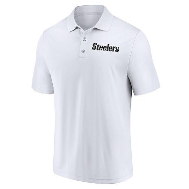Men's Fanatics White Pittsburgh Steelers Lockup Polo