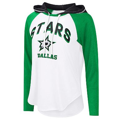 Women's G-III 4Her by Carl Banks White Dallas Stars VIP Raglan Long Sleeve Hoodie T-Shirt