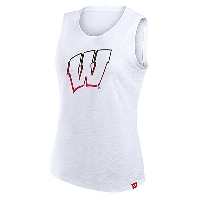 Women's Fanatics White Wisconsin Badgers Activate Slub Tank Top