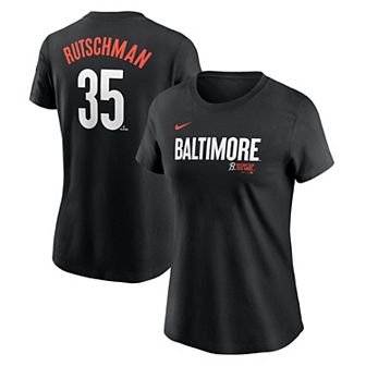 Women's Nike Adley Rutschman Black Baltimore Orioles City Connect Fuse Name & Number T-Shirt