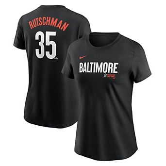 Women's Nike Adley Rutschman Black Baltimore Orioles City Connect Fuse Name & Number T-Shirt