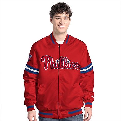 Men's�Starter Red Philadelphia Phillies Scout Full-Snap Varsity Jacket