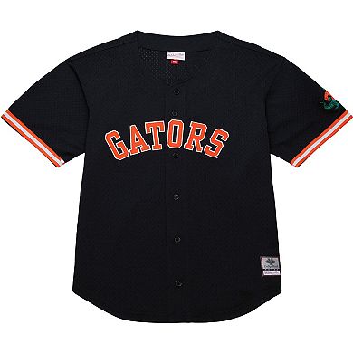 Men's Mitchell & Ness Black Florida Gators On The Clock Full-Button Fashion Jersey
