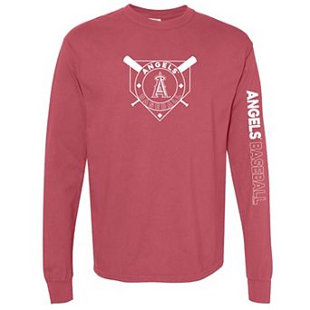 Women's Soft as a Grape Red Los Angeles Angels Pigment Dye Long Sleeve T-Shirt