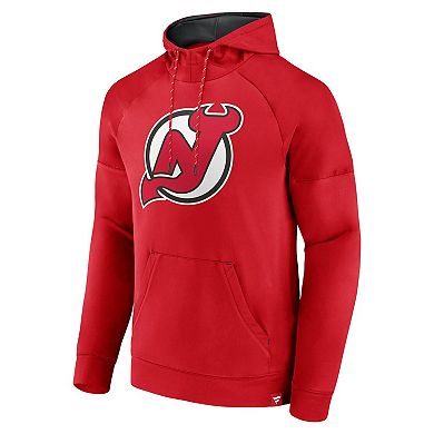 Men's Fanatics Red New Jersey Devils Iconic Defender Raglan Pullover Hoodie