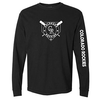Women's Soft as a Grape Black Colorado Rockies Pigment Dye Long Sleeve T-Shirt