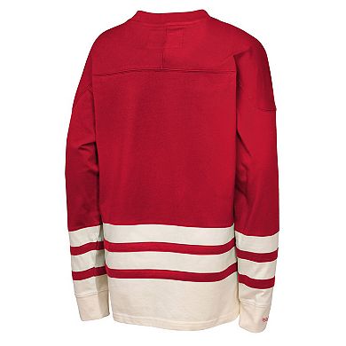 Youth Mitchell & Ness Red New Jersey Devils Chainstitch Heavyweight Long Sleeve Top