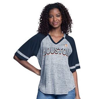 Women's G-III 4Her by Carl Banks Navy Houston Astros Hall of Fame Raglan Oversized Half-Sleeve Top