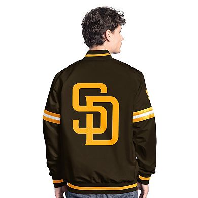 Men's Starter Brown San Diego Padres Scout Full-Snap Varsity Jacket