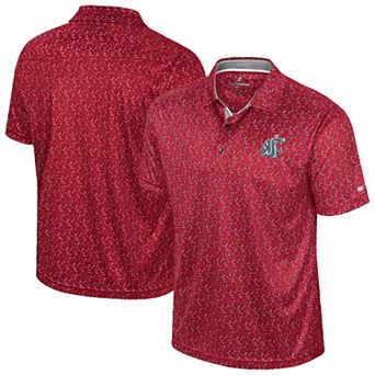 Men's Colosseum Crimson Washington State Cougars Sublimated Golf Polo