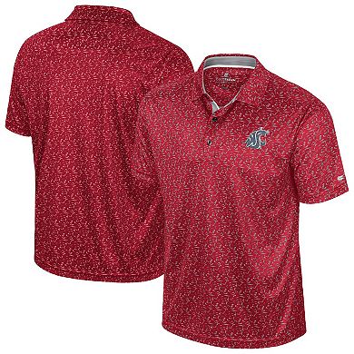Men's Colosseum Crimson Washington State Cougars Sublimated Golf Polo