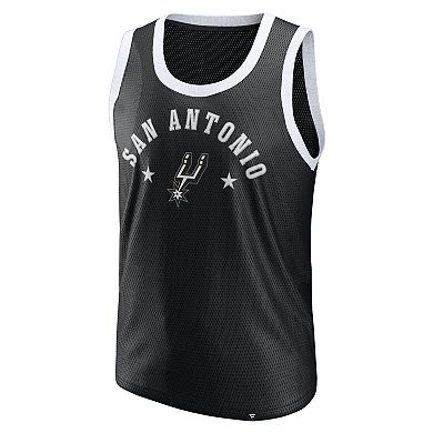 Men's Fanatics Black San Antonio Spurs Mesh Tank Top
