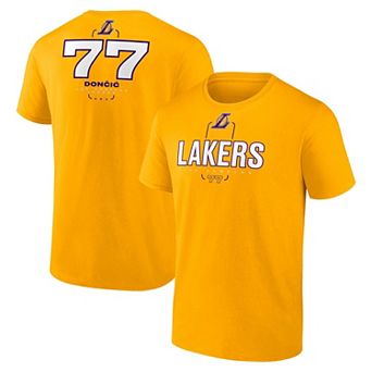 Men's Fanatics Luka Don��i�� Gold Los Angeles Lakers Behind The Back Name & Number T-Shirt