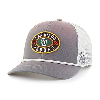 Men's '47 Gray/White San Diego Padres Tide Sweep Rope Trucker Adjustable Hat