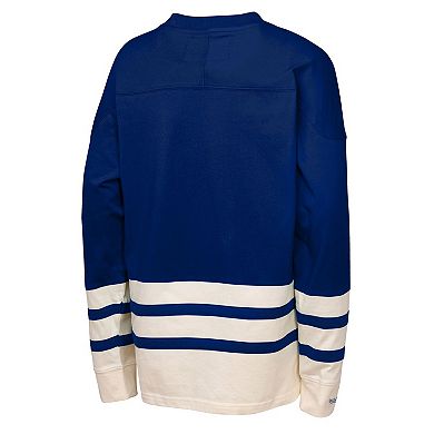 Youth Mitchell & Ness Blue New York Rangers Chainstitch Heavyweight Long Sleeve Top