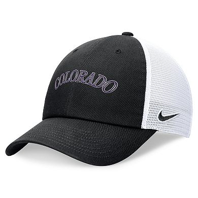 Men's Nike Black Colorado Rockies Wordmark Adjustable Trucker Hat