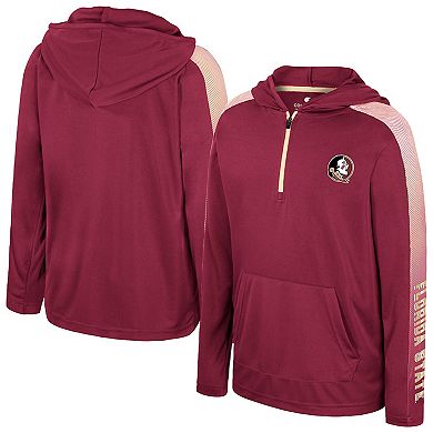 Youth Colosseum Garnet Florida State Seminoles Lumen Long Sleeve Quarter-Zip Hooded Windshirt