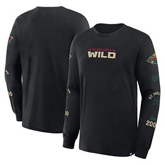 Men's Fanatics Black Minnesota Wild Boxed In Legacy Long Sleeve T-Shirt
