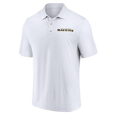 Men's Fanatics White Baltimore Ravens Lockup Polo