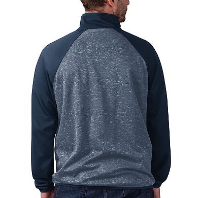 Men's G-III Sports by Carl Banks Gray/Navy Atlanta Braves Runners Track Raglan Full-Zip Jacket