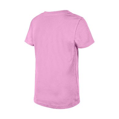 Girl's Youth New Era Pink Chicago Blackhawks Flip Sequin V-Neck T-Shirt