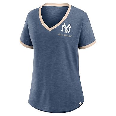 Women's Fanatics Navy New York Yankees Binge Worthy Stadium Slub V-Neck T-Shirt