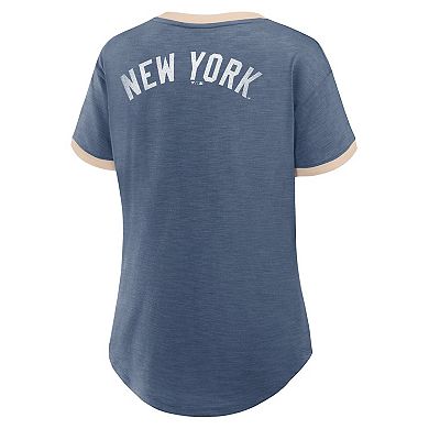 Women's Fanatics Navy New York Yankees Binge Worthy Stadium Slub V-Neck T-Shirt