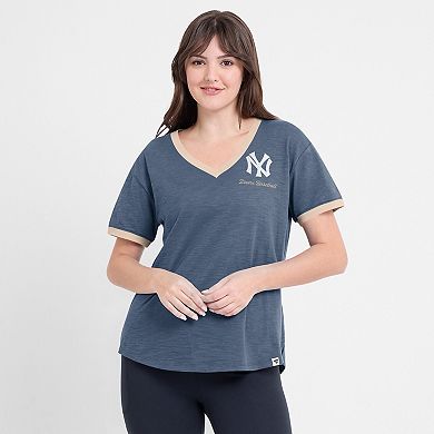 Women's Fanatics Navy New York Yankees Binge Worthy Stadium Slub V-Neck T-Shirt
