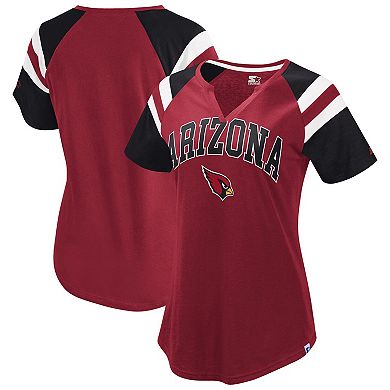 Women's Starter Cardinal Arizona Cardinals Game On Notch Neck Raglan T-Shirt