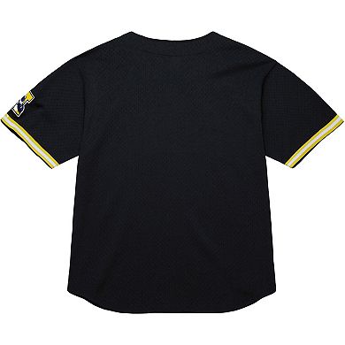 Men's Mitchell & Ness Black Michigan Wolverines On The Clock Full-Button Fashion Jersey