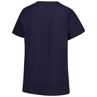 Women's Profile Navy Milwaukee Brewers Wordmark Notch Neck T-Shirt