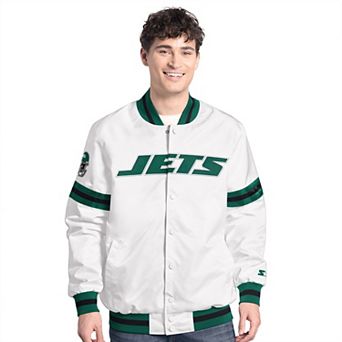 Men's Starter White New York Jets Scout Full-Snap Varsity Jacket