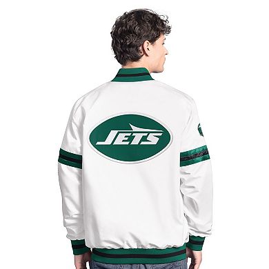 Men's Starter White New York Jets Scout Full-Snap Varsity Jacket