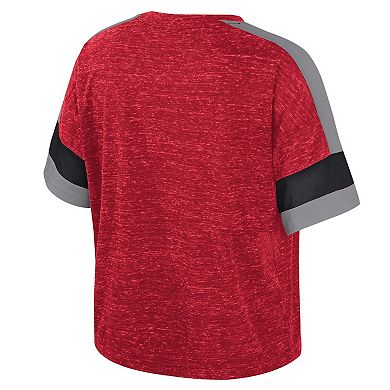 Women's Colosseum Scarlet Ohio State Buckeyes Color Block Scoop Neck T-Shirt