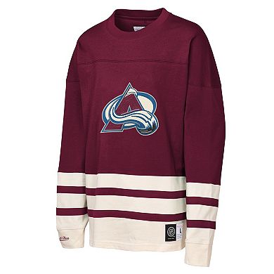 Youth Mitchell & Ness Burgundy Colorado Avalanche Chainstitch Heavyweight Long Sleeve Top