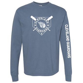 Women's Soft as a Grape Navy Cleveland Guardians Pigment Dye Long Sleeve T-Shirt