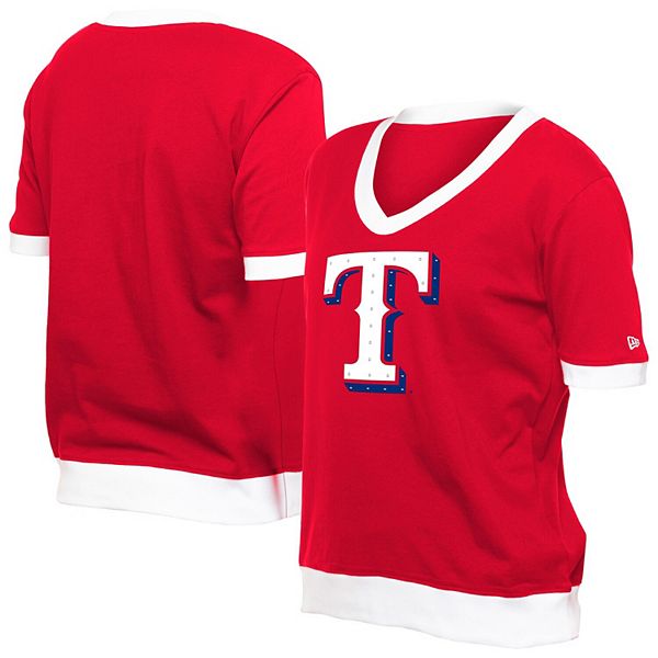 売れ筋商品|||ニューエラ カットソー トップス レディース Women's Red Texas Rangers Game Day Rhinestone V-Neck T-Shirt Red Women's New Era Red Texas Rangers Game Day Rhinestone V-Neck