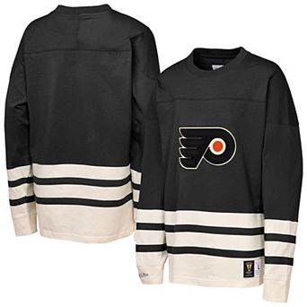 Youth��Mitchell & Ness Black Philadelphia Flyers Chainstitch Heavyweight Long Sleeve Top