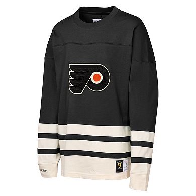Youth Mitchell & Ness Black Philadelphia Flyers Chainstitch Heavyweight Long Sleeve Top