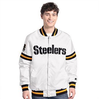Men's Starter White Pittsburgh Steelers Scout Full-Snap Varsity Jacket