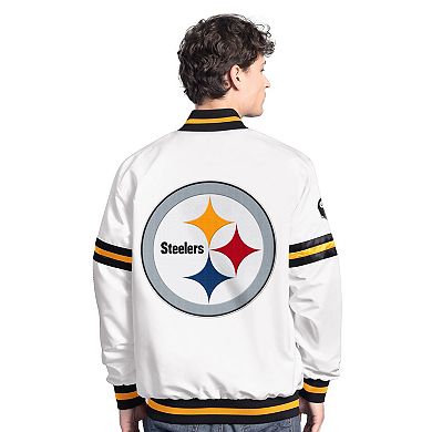 Men's Starter White Pittsburgh Steelers Scout Full-Snap Varsity Jacket