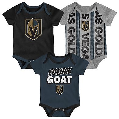 Newborn Vegas Golden Knights Loyal Buddies Three-Pack Bodysuit Set
