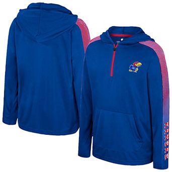 Youth Colosseum Royal Kansas Jayhawks Lumen Long Sleeve Quarter-Zip Hooded Windshirt