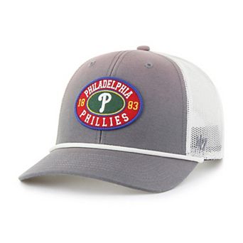 Men's '47 Gray/White Philadelphia Phillies Tide Sweep Rope Trucker Adjustable Hat