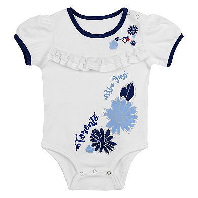 Newborn White/Royal Toronto Blue Jays Sweet Catcher 3-Piece Bodysuit, Headband and Skirt Set