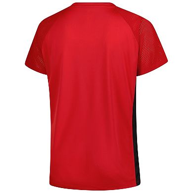 Women's Profile Red Cincinnati Reds Glitter Raglan V-Neck T-Shirt